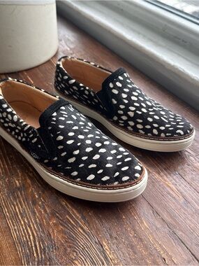 UGG Black and White Spotted Slip-On Sneakers
